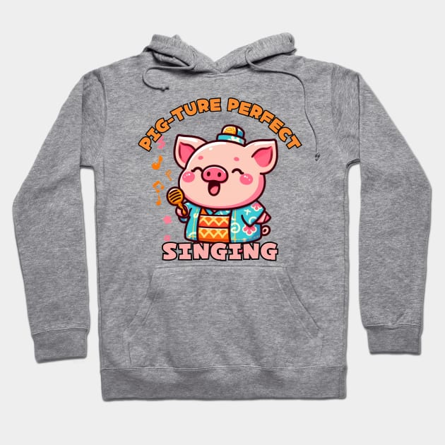 Singing pig Hoodie by Japanese Fever